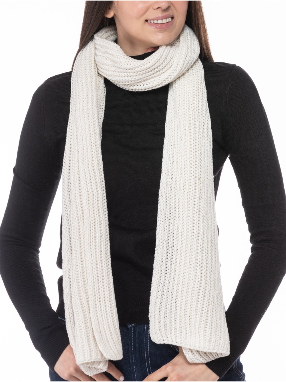 Style & Co. Cream Ribbed Knit Scarf